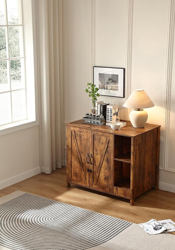 Cat Litter Robot Enclosure,for Placing Litter Robot 3/4,Power Outlet and Dog-Proof Shelf for Litter Robot Cabinet,Litter Collector for Automatic Litter Box Enclosure,Rustic Brown-Mewly Pet