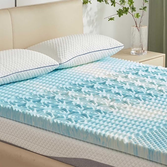 SINWEEK 2 Inch Mattress Topper 5-Zone Memory Foam Mattress Topper Pressure Relieve Soft Mattress Pad, CertiPUR-US Certified, King Size Blue