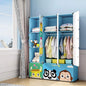MAGINELS Kids Closet,Baby Wardrobe Closet with Door,Cute Portable Armoire Dresser,Clothes Hanging Storage Rack for Boy Bedroom,Blue,12 Cube(14x14inch)