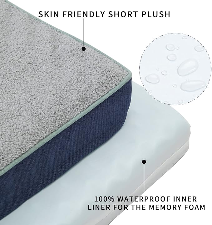Orthopedic Memory Foam Dog Bed,Cooling Dog Beds for Large Dogs,Washable Pet Beds for Crate with Plush Cover, Waterproof Lining, L(35inch)-Mewly Pet