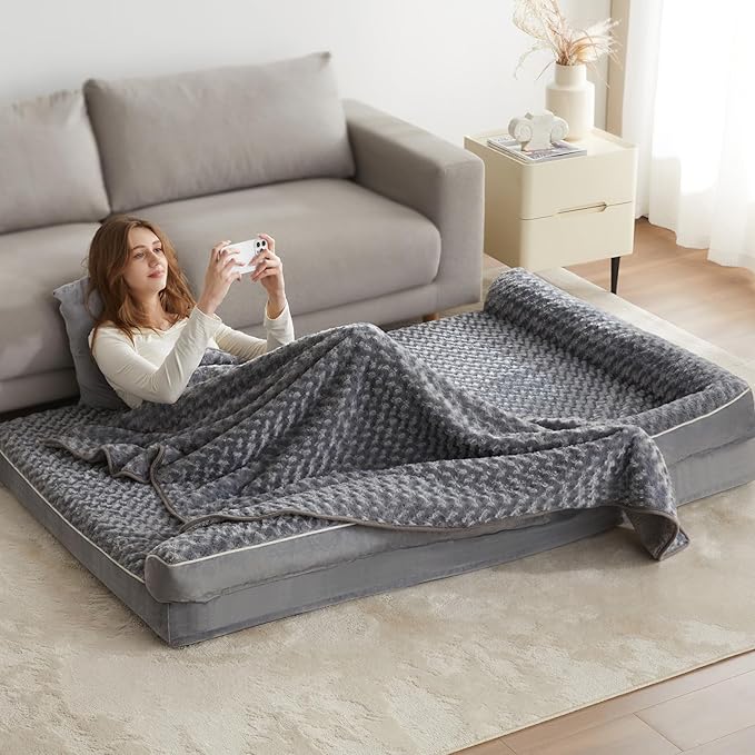 BFPETHOME Orthopedic Dog Beds for Extra Large Dogs, Waterproof Sofa XXL Dog Bed with Sides, Non-Slip Bottom and Egg-Crate Foam Big Pet Couch Bed with Washable Removable Cover,Pet Bed for Large Dogs-Mewly Pet
