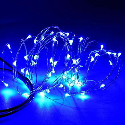 Karlling USB Plug in LED Fairy Lights,5 Packs of 50 LED Bulbs 16 Ft Silver Wire Waterproof Starry String Lights for Bedroom Patio Garden Party Wedding Commercial Lighting (Blue)