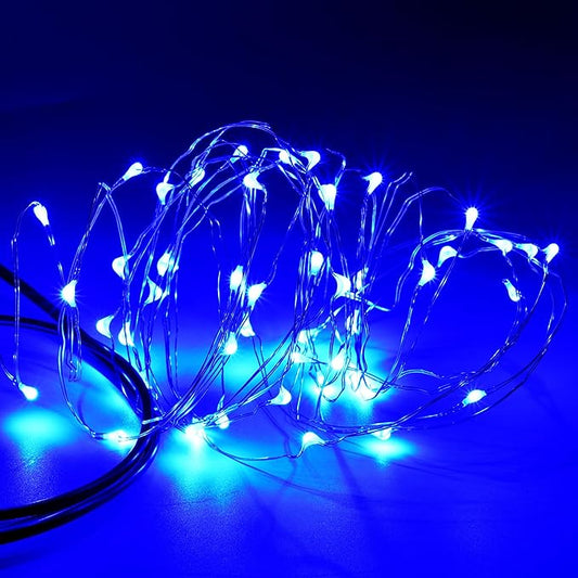 Karlling USB Plug in LED Fairy Lights,5 Packs of 50 LED Bulbs 16 Ft Silver Wire Waterproof Starry String Lights for Bedroom Patio Garden Party Wedding Commercial Lighting (Blue)