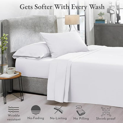 California Design Den 2-Pack Cal King Bedsheet Set - 400 Thread Count Sateen 100% Cotton Sheets - Extra Soft, Breathable & Cooling Sheets, Wrinkle Resistant, 2 Sets of Deep Pocket Bed Sheets - White