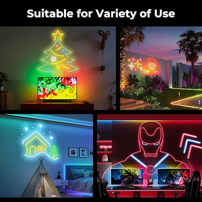 20FT LED Neon Rope Lights, Flexible Led Rope Lights Control with App/Remote, IP67 Outdoor RGB Color Changing Led Neon Lights Waterproof, Music Sync Led Strip Neon Lights for Bedroom Decor