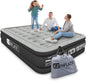EZ INFLATE Air Mattress with Built in Pump - King Size Double-High Inflatable Mattress with Flocked Top - Easy Inflate, Waterproof, Portable Blow Up Bed for Camping & Travel