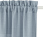 RYB HOME Flax Linen Blend Curtains for Closet Kitchen, Semi Translucent Privacy Protection Light Filtering Decorative Short Small Window Drapes for Bedroom, W 52 x L 36 inches, Dusty Blue, 2 Panels