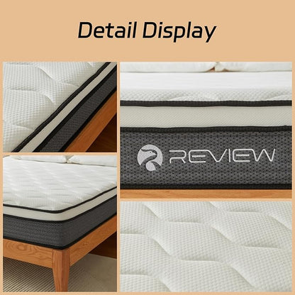 Queen Mattress, 12 Inch Queen Size Mattress in a Box, Memory Foam Hybrid Mattresses with Individual Pocket Spring for Motion Isolation & Silent Sleep, Pressure Relief, Medium Firm