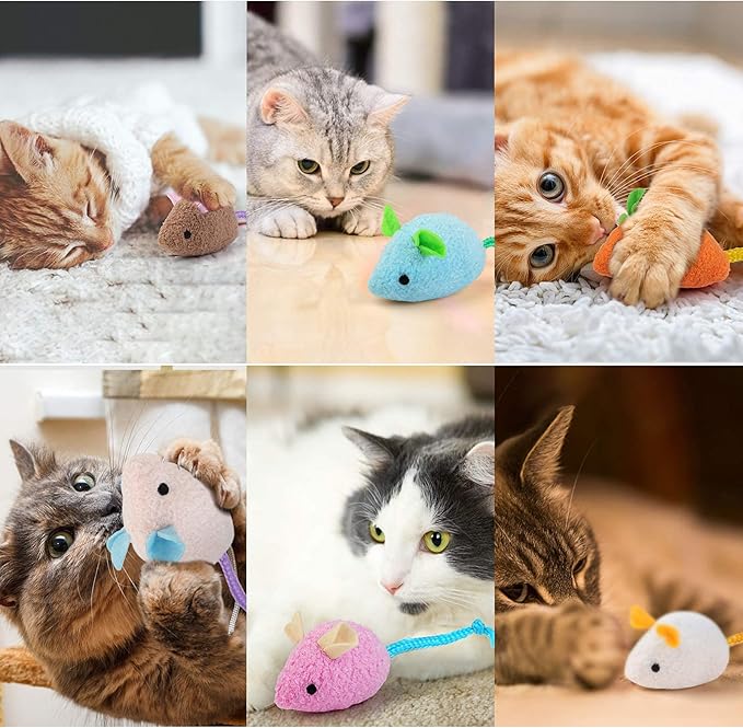 Catnip Toy - 6Pcs Cats Mouse Plush Cat Toys Realistic Cute Kitten Mice Filled Catnip for Cat Chew Toy1-Mewly Pet