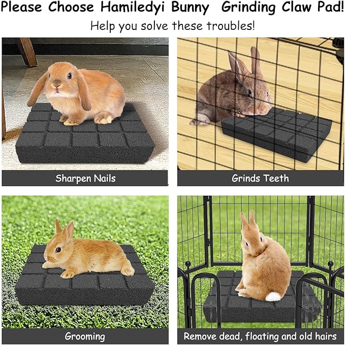 Hamiledyi 8PCS Rabbit Scratching Pads Bunny Lava Grinding Claw Pads Small Animal Foot Pads Hamster Scratch Board Chew Toys for Gerbil Chinchilla Hedgehog Guinea Pig Cage Accessories-Mewly Pet