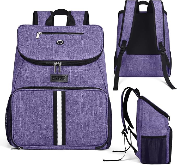 BAGLHER丨Dog Travel Bag, Airline Approved Pet Supplies Backpack, Dog Travel Backpack Accessories Set with 2 Silicone Collapsible Bowls and 2 Food Baskets. Purple-Mewly Pet