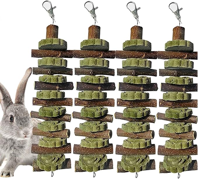 PINVNBY Bunny Chew Toys for Teeth Natural Organic Fruitwood Rabbits Cage Molar Sticks for Chinchillas, Guinea Pigs, Hamsters, Parrots and Other Small Pet Chewing Improve Dental Health-Mewly Pet