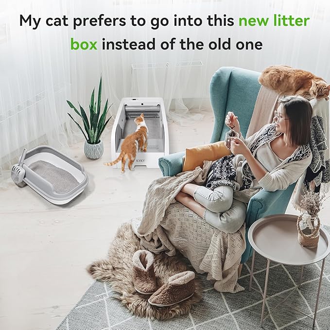 S6 Self Cleaning Litter Box, Upgraded Automatic Cat Litter Box Self Cleaning That Can Use Clumping Cat Litter, Open Design with Cats Taking to It Immediately, Anti Pinch and Odorless-Mewly Pet