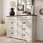 LINSY HOME 9 Drawers Dresser for Bedroom, Wood Bedroom Chest of Drawers, Farmhouse Tall Dresser for Closet, Dressers Organizer for Living Room, Hallway, Beige