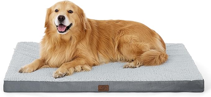 Bedsure XL Dog Beds Large Sized Dog -Orthopedic Flat Extra Large Pet Beds with Removable Washable Cover, Egg Crate Foam Mat, Suitable for Pet Up to 100 lbs-Mewly Pet