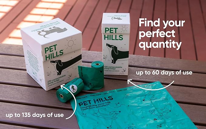 Compostable Dog Poop Bags – 270 Count Refill Rolls, TÜV OK Compost HOME Certified, Plant-Based Materials, Leakproof, Unscented, Extra Thick, Fits All Dispensers-Mewly Pet