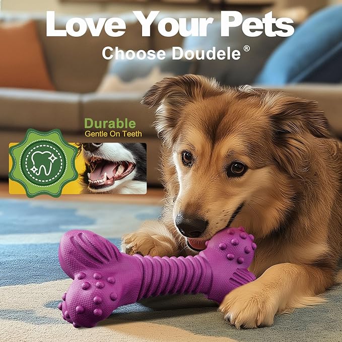 Dog Toys for Aggressive Chewers, Dog Toys for Medium Large Dogs, Natural Rubber Dog Chew Toys with Beef Flavor, Indestructible Chew Toys for Aggressive Chewers (Purple)-Mewly Pet