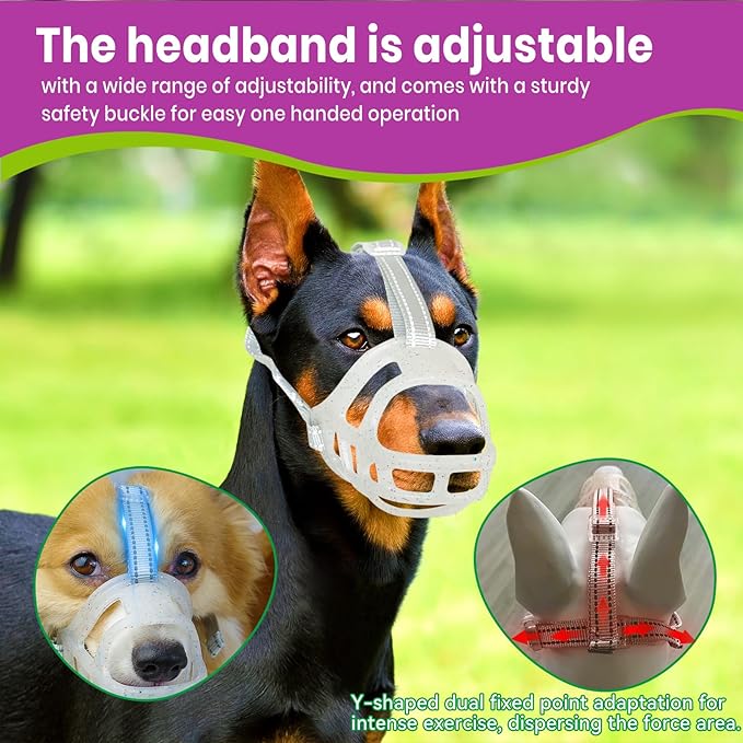 Glow-in-The-Dark Dog Muzzle, Basket Muzzle for Small Medium Large Dogs,Anti-Biting Chewing, Lightweight Cage Design,Allows Drinking & Panting,for Grooming & Training (Transparent Size L)-Mewly Pet