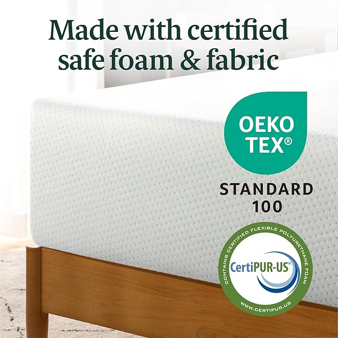 ZINUS 10 Inch King Green Tea Memory Foam Mattress [New Version], Fiberglass free, Medium Firm Feel, Zoned Pressure Relief, Certified Safe Foams & Fabric, Mattress in A Box