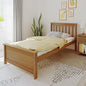 Max & Lily Twin Bed Frame with Slatted Headboard, Solid Wood Platform Bed for Kids, No Box Spring Needed, Easy Assembly, Pecan