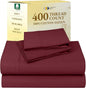 California Design Den King Size Sheets Set - Soft 400 Thread Count Sateen, Natural 100% Cotton Sheets with Deep Pockets, Breathable, Cooling and Durable Bedding Set - Burgundy Red