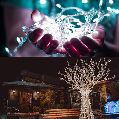 String Lights, 42ft Battery Operated String Lights, 120 Led IP65 Waterproof Outdoor Fairy Light with Timer 8 Modes for Bedroom,Garden,Party,Xmas Tree Indoor Outdoor Decorations, Cool White