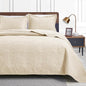 Love's cabin Quilts for Full Bed Beige Bedspread Comforters Bedding Set - Summer Lightweight Bedspread Comforter - Coin Pattern Bedding Coverlet for All Season - 3 Pieces (1 Quilt, 2 Pillow Shams)