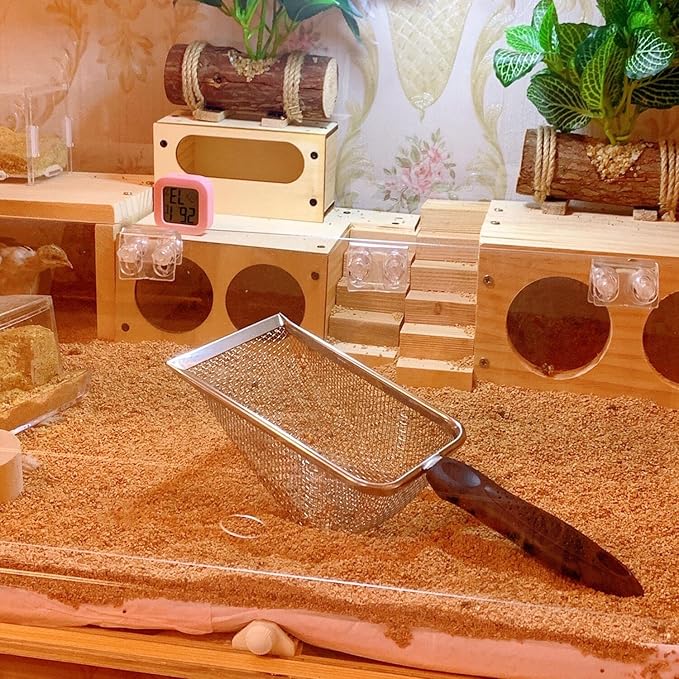 Cat Litter Scoop Stainless Steel Mesh Scooper Long Handle Deep Shovel Non-Stick Coated Metal Litter Scoop for Litter Box Kitten Pooper Lifter (Hole:3.8mm/Regular Cat Litter Scoop)-Mewly Pet