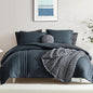 Monbix Queen Comforter Set - 7 Pieces Blue Gray Bed in a Bag Queen Bedding Sets with Comforters, All Seasons Comforter Bed Set with Sheets,Pillowcases & Shams