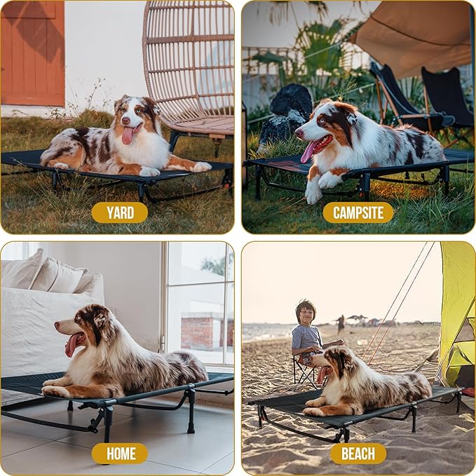 ONETIGRIS Elevated Dog Bed, Outdoor Dog Cod Large Raised Dogs Bed with Chew Proof Mesh, No-Slip Portable Dogs Cot Bed for Indoor & Outdoor Portable-Mewly Pet