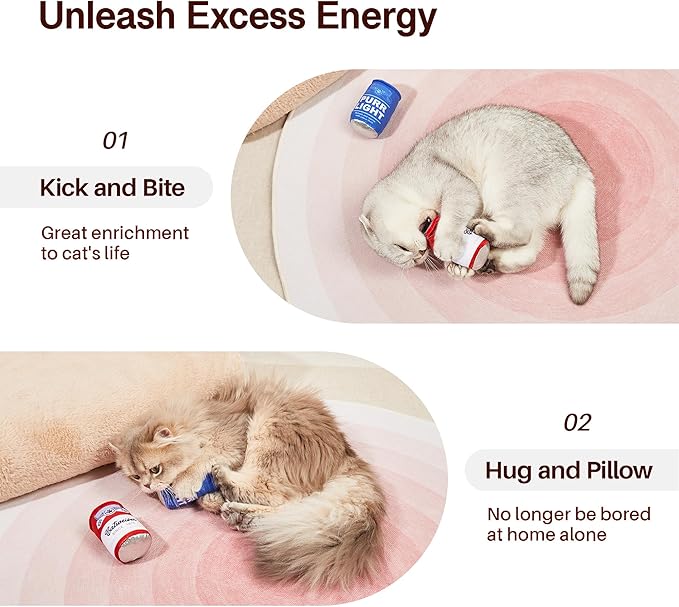 Potaroma Beer-Simulation Cat Toys 2Pcs Catnip Crinkly Sound Toy, Durable Kitten Bite Kicker Toys, Indoor Feline Exercise 4.0 Inches for All Breeds-Mewly Pet