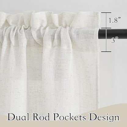RYB HOME Semi Sheer Curtains 102 inches Long, Light Filtering Half Privacy Durable Window Curtains & Drapes for Bedroom Living Room, Linen, W 52 x L 102 inches, 2 Panels Set