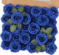 MACTING Artificial Flower Roses 30PCS Real Touch Fake Flowers with Stem Foam Roses for DIY Wedding Bouquets Backdrop Party Bridal Shower Spring Home Mothers Day Decorations(Dark Royal Blue)