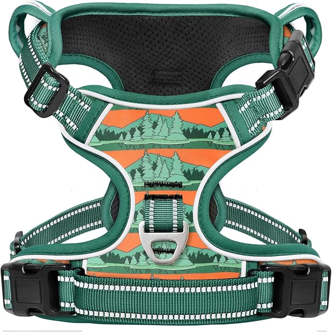 Timos No Pull Dog Harness,No Choke Front Clip Dog Reflective Harness,Adjustable Soft Padded Pet Vest with Easy Control Handle for Small Dogs,Wilderness,S-Mewly Pet
