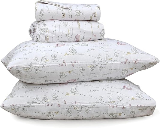 RUVANTI Flannel Sheets Queen Size - 100% Cotton Double Brushed Bed Sheets, Deep Pockets 16 Inches Queen Sheet Set, All Seasons Breathable & Extra Soft - Warm & Cozy, 4 Piece, Rustic Homestead