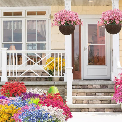 20 Bundles Artificial Flowers, Outdoor Indoor UV Resistant Fake Flowers No Fade Faux Plastic Plants Garden Porch Window Box Decoration