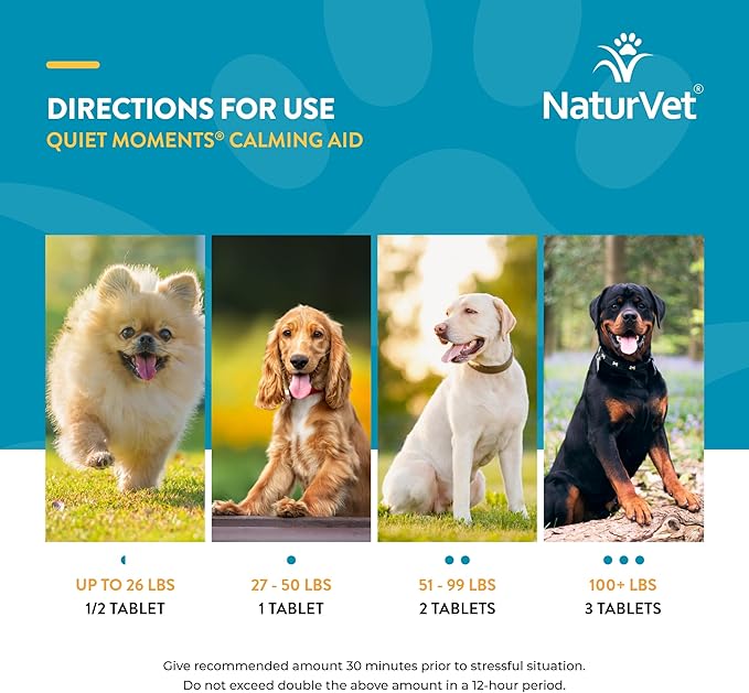 NaturVet Quiet Moments Calming Aid Dog Supplement, Helps Promote Relaxation, Reduce Stress, Storm Anxiety, Motion Sickness for Dogs (Quiet Moments Melatonin, 60 Soft Chews)-Mewly Pet