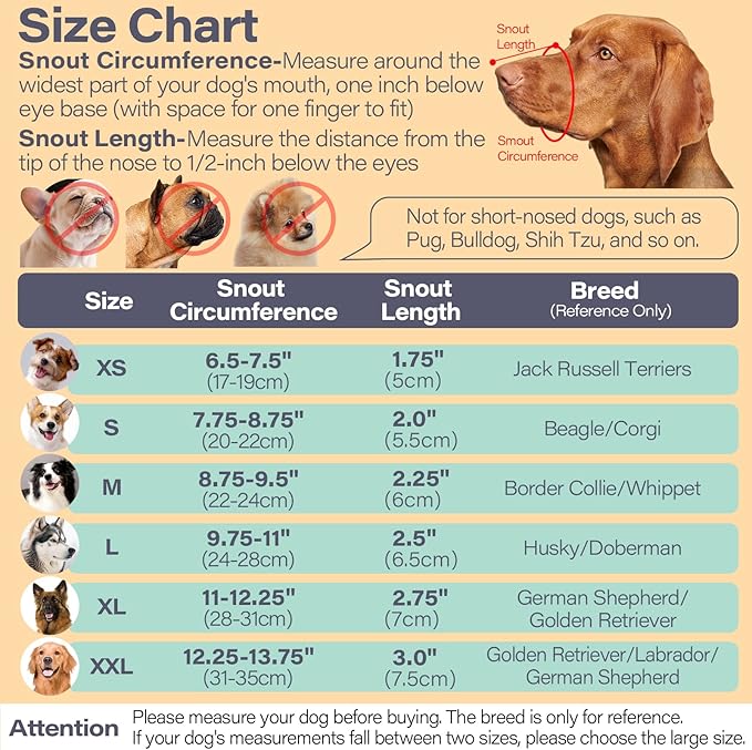 LUCKYPAW Dog Muzzle for Large Medium Small Dogs, Patented Mesh Muzzle to Prevent Biting Chewing Eating, Soft Mouth Guard with Front Opening Design for Drinking Panting(Grey, L)-Mewly Pet