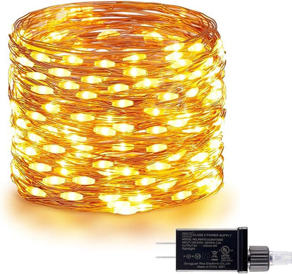 Minetom 200 LED 66FT Fairy Lights Plug in, Copper Wire Firefly String Lights,Bedroom Home Wall Ceiling Christmas Tree Wreath Craft Wedding Party Indoor Outdoor Decoration, Warm White