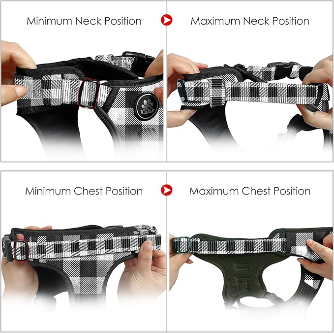 NESTROAD No Pull Dog Harness with Leash, Reflective No Choke Pet Vest Harness,Adjustable Soft Padded Dog Harness with Easy Control Handle for Large Dogs(Checkered Black,X-Large)-Mewly Pet