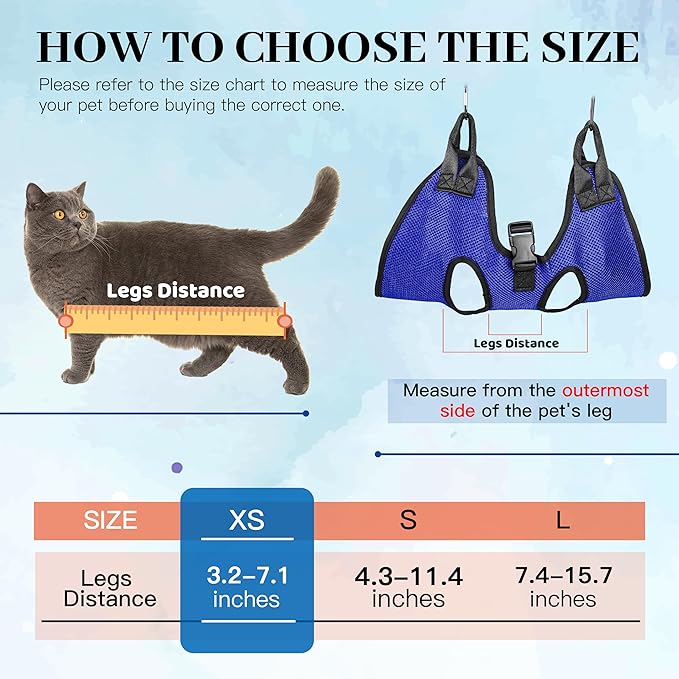 PatiencET Dog Grooming Hammock, Pet Grooming Hammock for Cats & Dogs, Dog Holder for Nail Trimming, Cat Sling for Nail Trimming with Nail Clippers/Trimmer, Nail File, Pet Comb(XS)-Mewly Pet