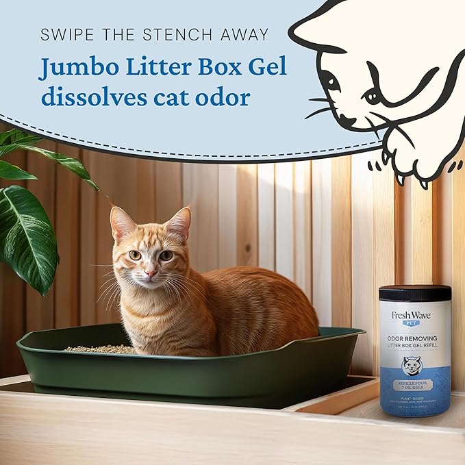 Fresh Wave Odor Removing Litter Box Jumbo Gel, 30 oz. | Safer Pet Odor Eliminator for Home and Litter Box Area-Mewly Pet