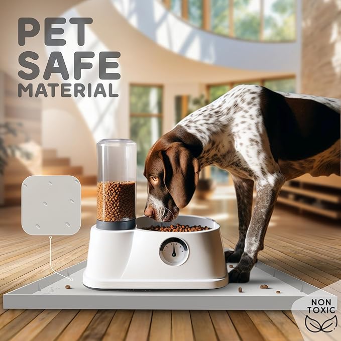 32x24x1” XL Dog Food Mat - All Purpose Under Sink Liner, Washer and Dryer Covers for The Top, Silicone Griddle Mat for Blackstone - Raised Edges Dog Mat for Food and Water Prevent Spill, Waterproof-Mewly Pet