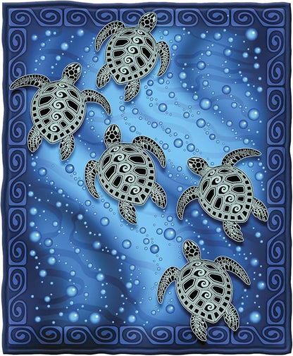 Dawhud Direct Sea Turtle Fleece Blanket for Bed, 50x60 Inches Super Soft Plush Ocean Blanket - Queen Size