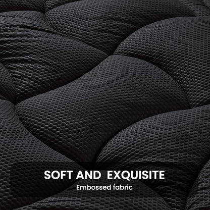 SLEEP ZONE Cooling Twin Mattress Topper for Single Bed, Premium Zoned Cool Mattress Pad Cover, Padded Mattress Protector Breathable Washable, Deep Pocket 8-21" (Black, Twin)