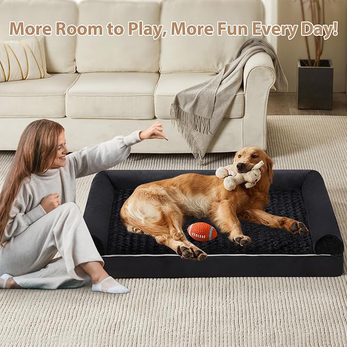 BFPETHOME Dog Beds for Large Dogs, Orthopedic Dog Bed for Medium Large Dogs,Big Waterproof Couch Pet Bed with Removable Washable Cover-Mewly Pet