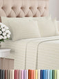Queen 6 Piece Sheet Set - Comfy Breathable & Cooling - Soft Hotel Luxury Bedding Set with 8-16 Inch Deep Pockets - 1 Flat & 1 Fitted Sheet & 4 Pillowcases - Wrinkle Free & Easy Care - Beige Stripes 2