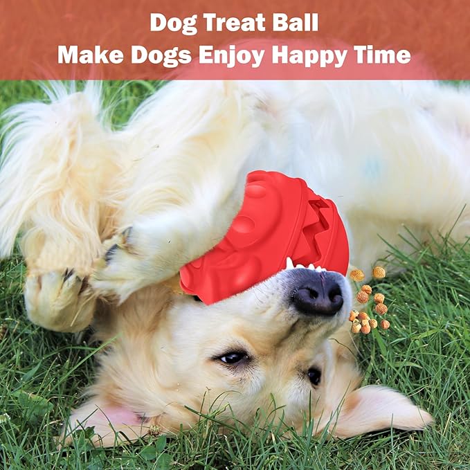 Rubber Treat Dispensing Dog Toys, Indestructible Dog Ball for Aggressive Chewers, Interactive Treat Toy for Boredom to Keep Them Busy, Large Aggressive Chew Dispensing Ball-Mewly Pet