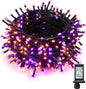 ODEETRONIC Orange Purple Lights, 164ft 500LED Outdoor Halloween String Lights, Plug in Orange Halloween Light with 8 Modes, Twinkle Purple Mini Light Timer Waterproof for Indoor House Tree Party Decor