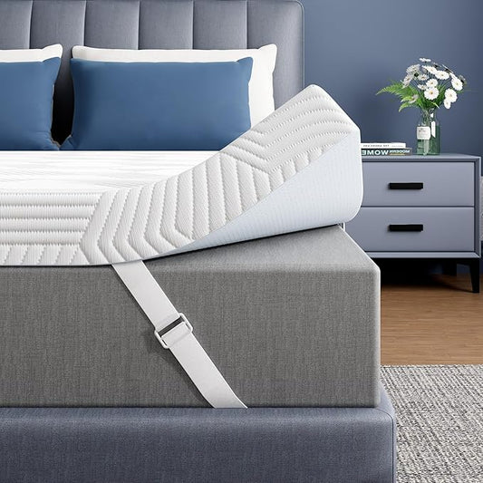 ELEMUSE 2 Inch Gel Memory Foam Mattress Topper Cal King Size Pressure-Relieving Mattress Topper for Back Pain,Non-Slip Design with Removable & Washable Cover, CertiPUR-US
